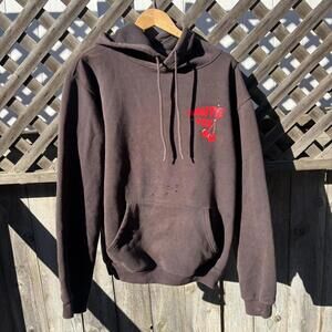 White Fox Cherry Hoodie (Brown) — Oversized S/M — Flawed/Distressed